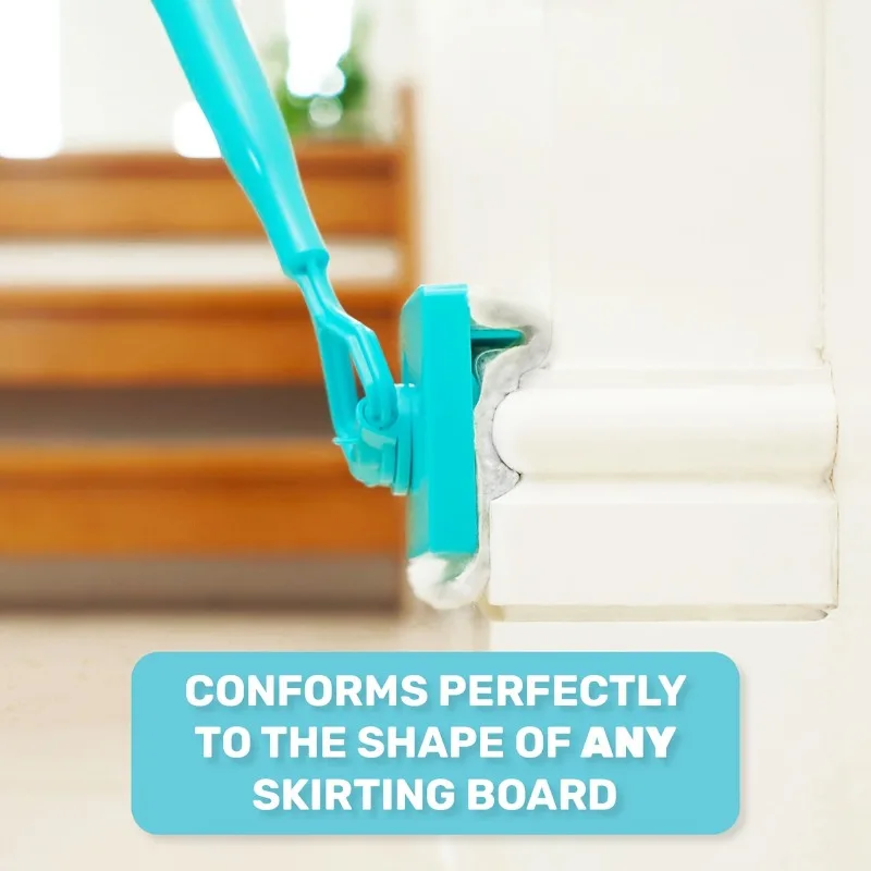 Baseboard Cleaner Mop Pad with Long Handle, ABS Plastic Wiper for Wet/Dry Cleaning - Efficient Dusting Tool