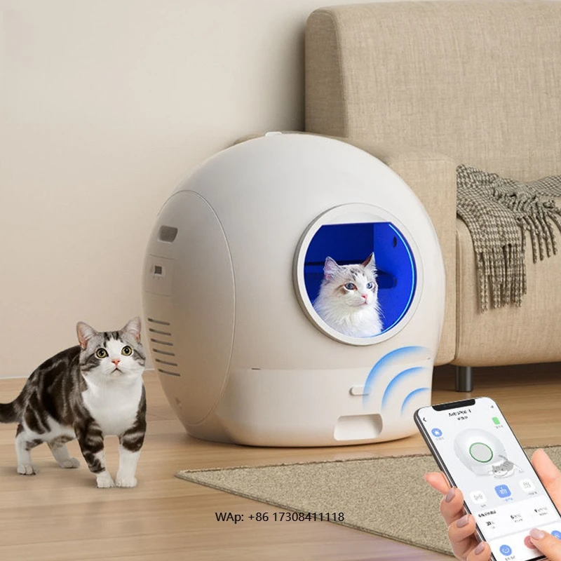 

pet app controls ultra-automatic, fast self-cleaning with safety sensors, large open-top smart cat box for multiple cats