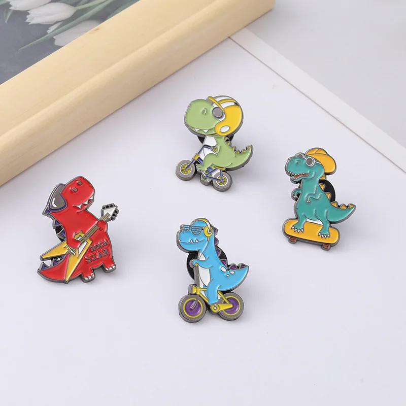 Broche de dinosaurio Pterosaurio Triceratops tiranosaurio Rex jirafa estegosaurio Brontosaurus broche insignia alfileres de solapa de dinosaurio