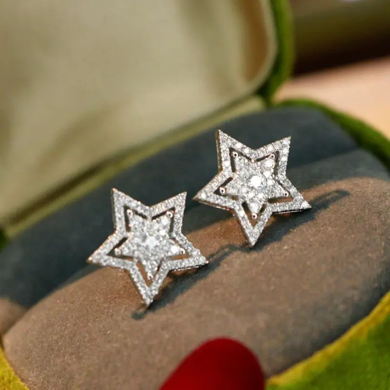 Aazuo Fine Jewelry Natrual Diamonds 0.50ct FG Color Luxury Star Real 18K Gold Stud Earrings Gifted For Women Wedding Party Au750