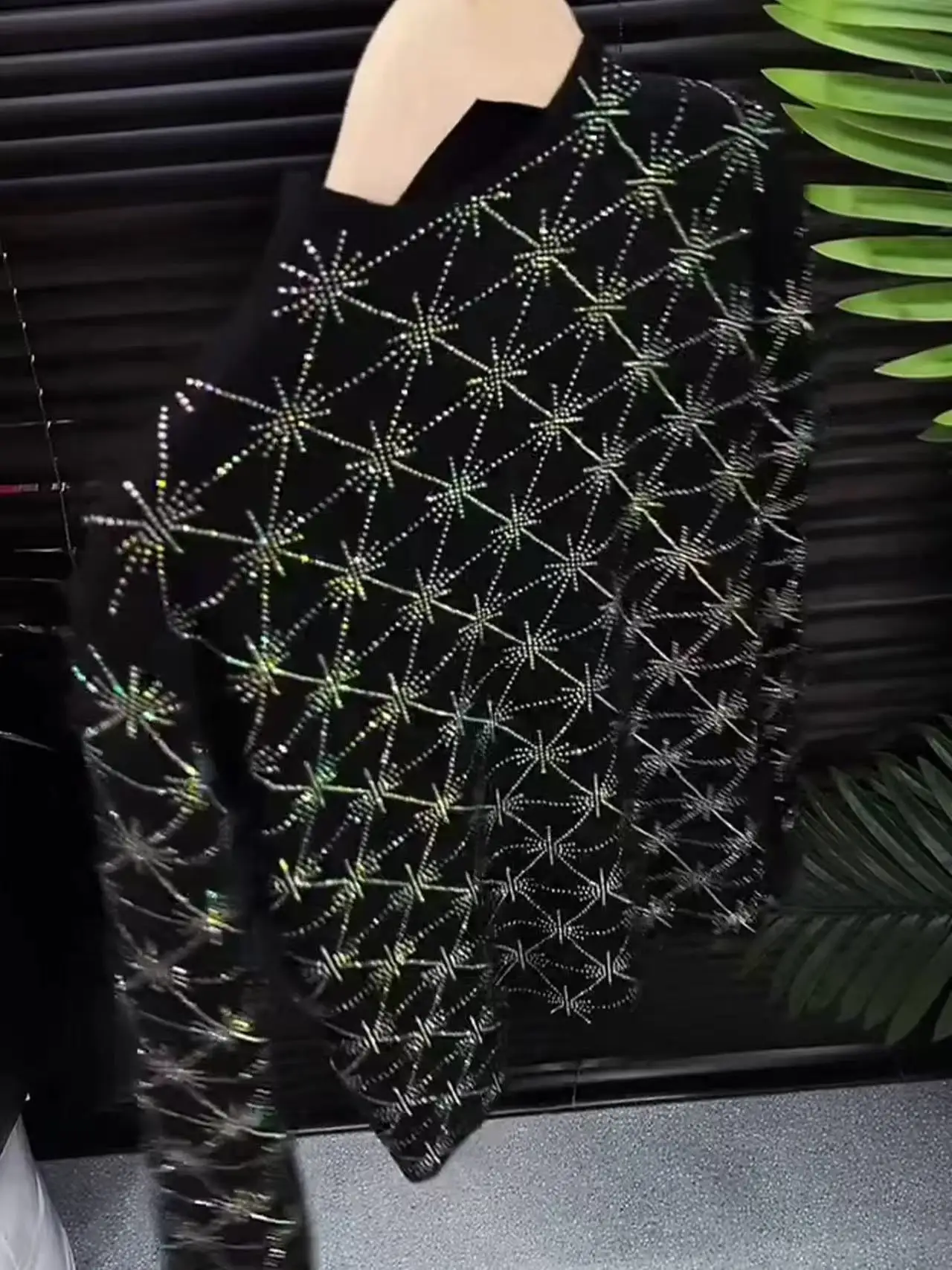 

Luxury Style Sparkle Diamonds Hot Drilling Black Sweater for Women Autumn/Winter Knitwear Bottoming Pullover pull femmes Clothes