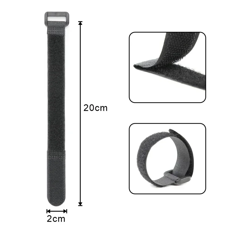 10/20/30pcs Black Fastening Hook And Loop Straps Fastening Tape Self Adhesive Cable Ties Wrap Bundle Fixed Ties Fastener