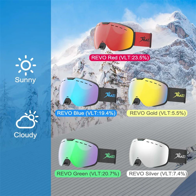 Ski brille mit gelber Linse uv400 Anti-Fog sphärische Ski brille für Männer Frauen Snowboard Skifahren Schneemobil Schnee brille otg