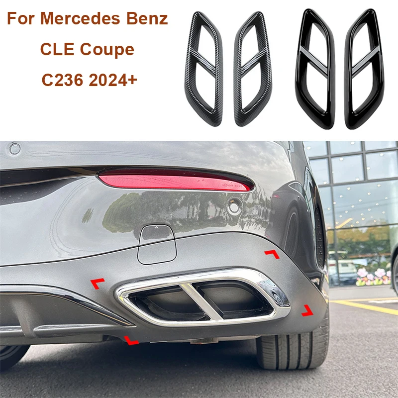 Car Rear Exhaust Pipe Throat Tail Muffler Tips Cover Trim Sticker For Mercedes Benz CLE Coupe 2024+ C236 CLE260 300 CLE53 AMG