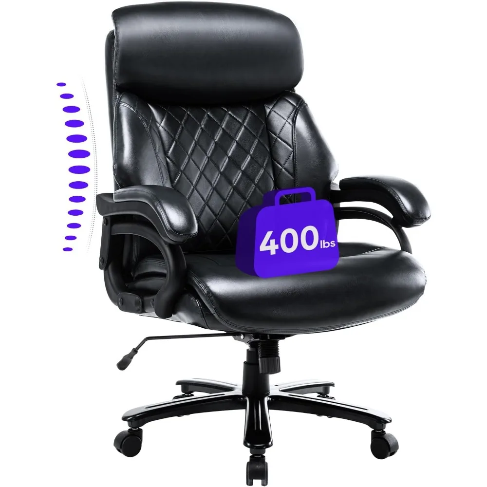 

Big and Tall Office Chair 400lbs-Heavy Duty Executive Desk Chair with Extra Wide Seat, High Back Ergonomic Leather Computer Chai