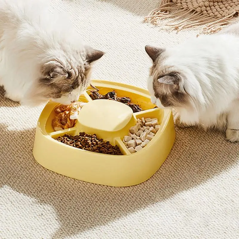 Cat Slow Feeder Spill Proof Raised Rim Slow Bowl Cat Puzzle Feeder Safe Prevents Overeating Puppy Training For Kitten Fast