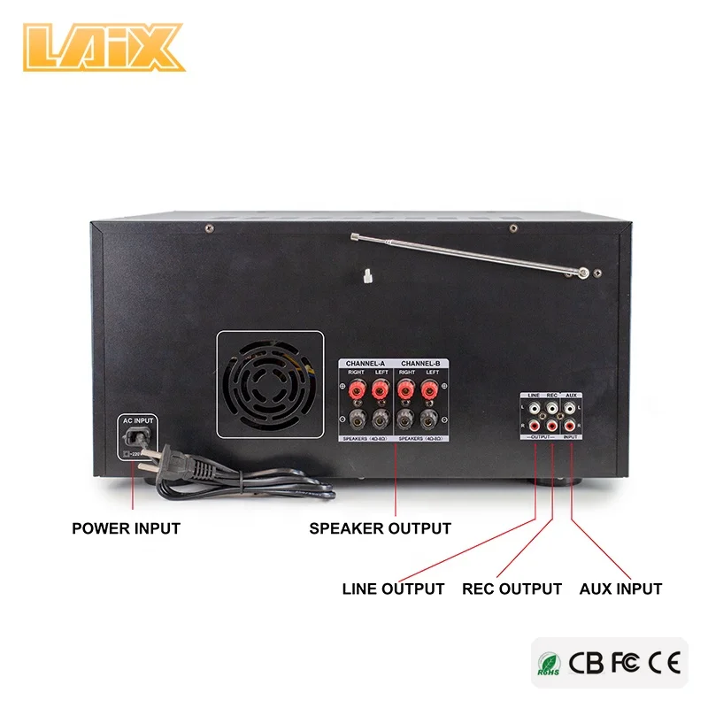 Laix BT-3000V Amplifier Mixing Sub Woofer Integrated Stereo Led Amp Echo EQ Amplifiers