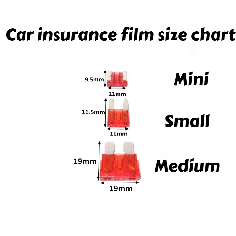 10/100PCS Small/Meduim/Mini Standard Blade Fuse Insert  1A 2A 3A 5A 7.5A 10A 15A 20A 30A 40A 50A Refitted For Auto Car Truck