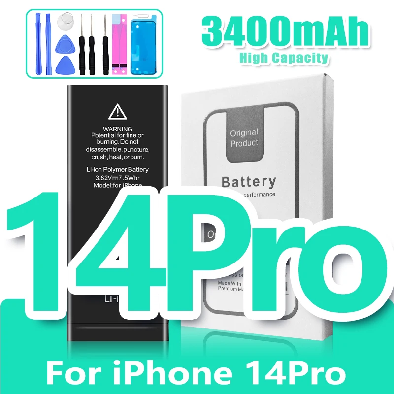 0 Cyclus Hoge Capaciteit Batterij Voor iPhone 11 11Pro 12Pro 12 13 14 13Pro 14Pro Max Mini Telefoon Bateria + gratis Tool Kit