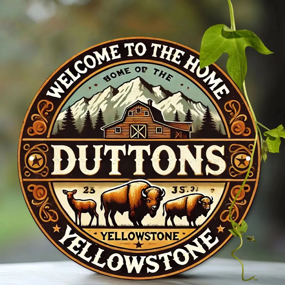 Room Decoration 1 Piece Yellowstone Ranch Family Theme Waterproof Aluminum Metal Tin Sign, Bright Colors, Easy-To-Hang Wall Decoration