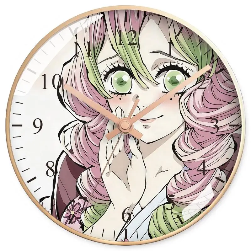 Demon Slayer Anime Cartoon Wall Clock Muichiro Tokito Peripheral Goods Quartz Clock Silent Fashion Home Decoration Birthday Gift