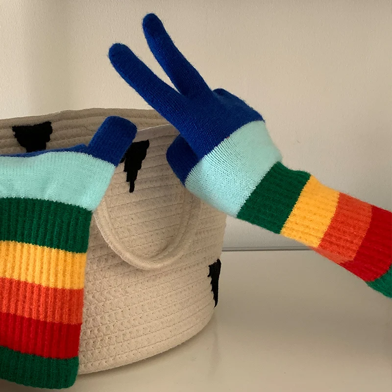 Guantes cálidos sin dedos para mujer, muñequera larga de color sólido simple, guantes cálidos para pantalla táctil, Otoño e Invierno