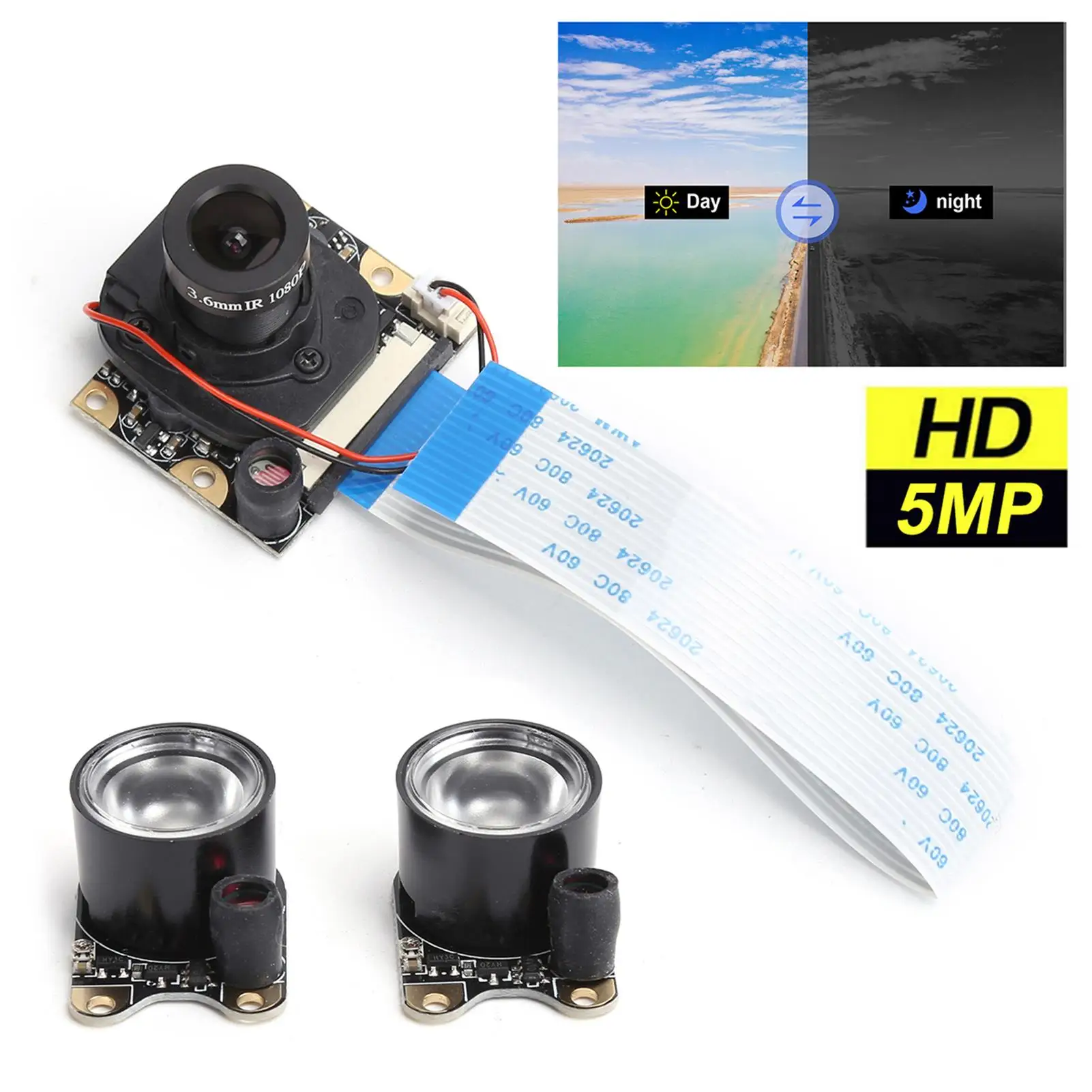 5MP HD IR-CUT  Module with Auto Switching & Infrared Light for raspberry Pi Projects