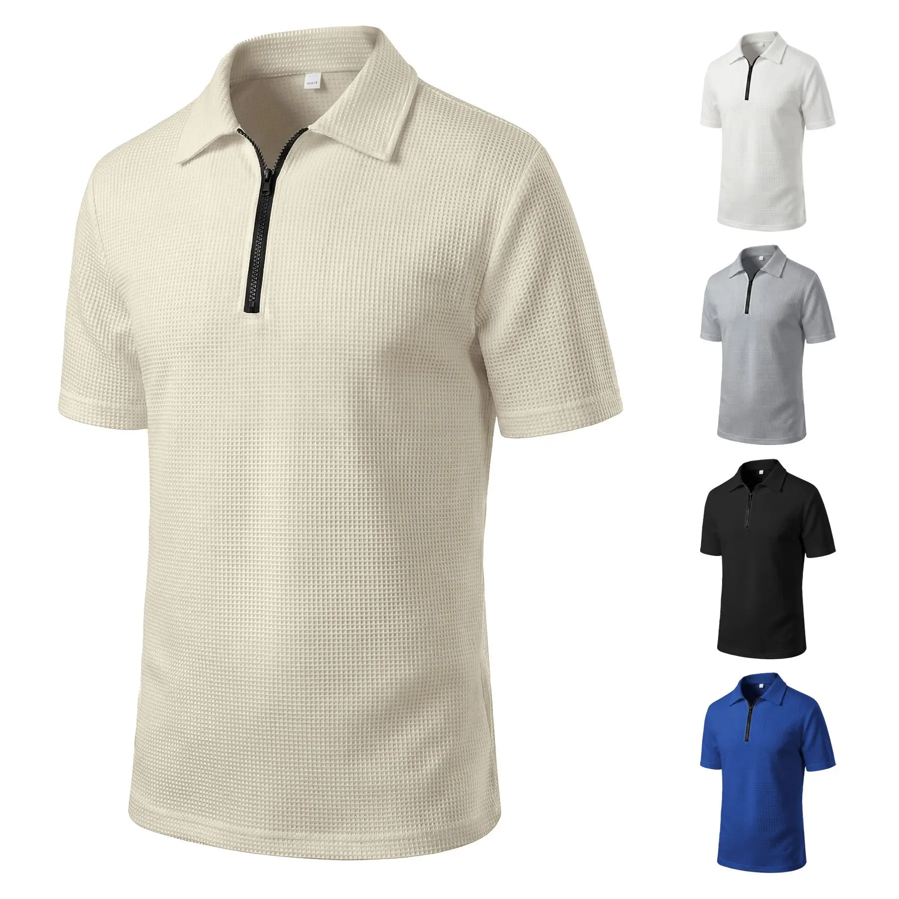 Spring and Summer Lapel Thin Short-sleeved Breathable Solid Color Loose Sports and Leisure Cross-border POLO Shirt Cw72423