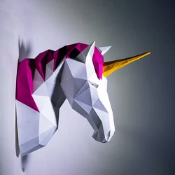 Models Origami 3D Paper Papercraft Unicorn Wall decor Pony Decoration Christmas DIY Toys Party Home Decor