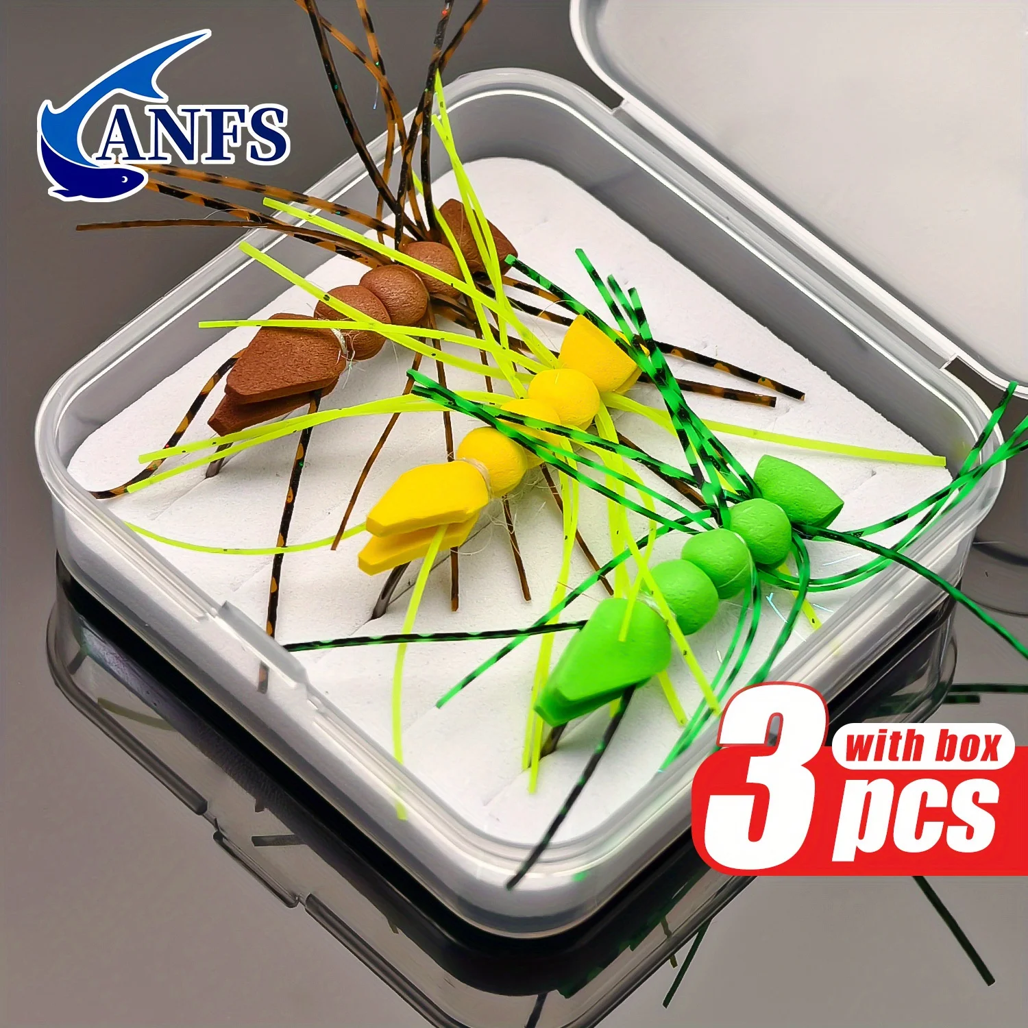 ANFS 3pcs Foam Fishing Lures - Floating Insect-Style Dry Fly Fishing Flies for Trout, Bass, Catfish, Perch