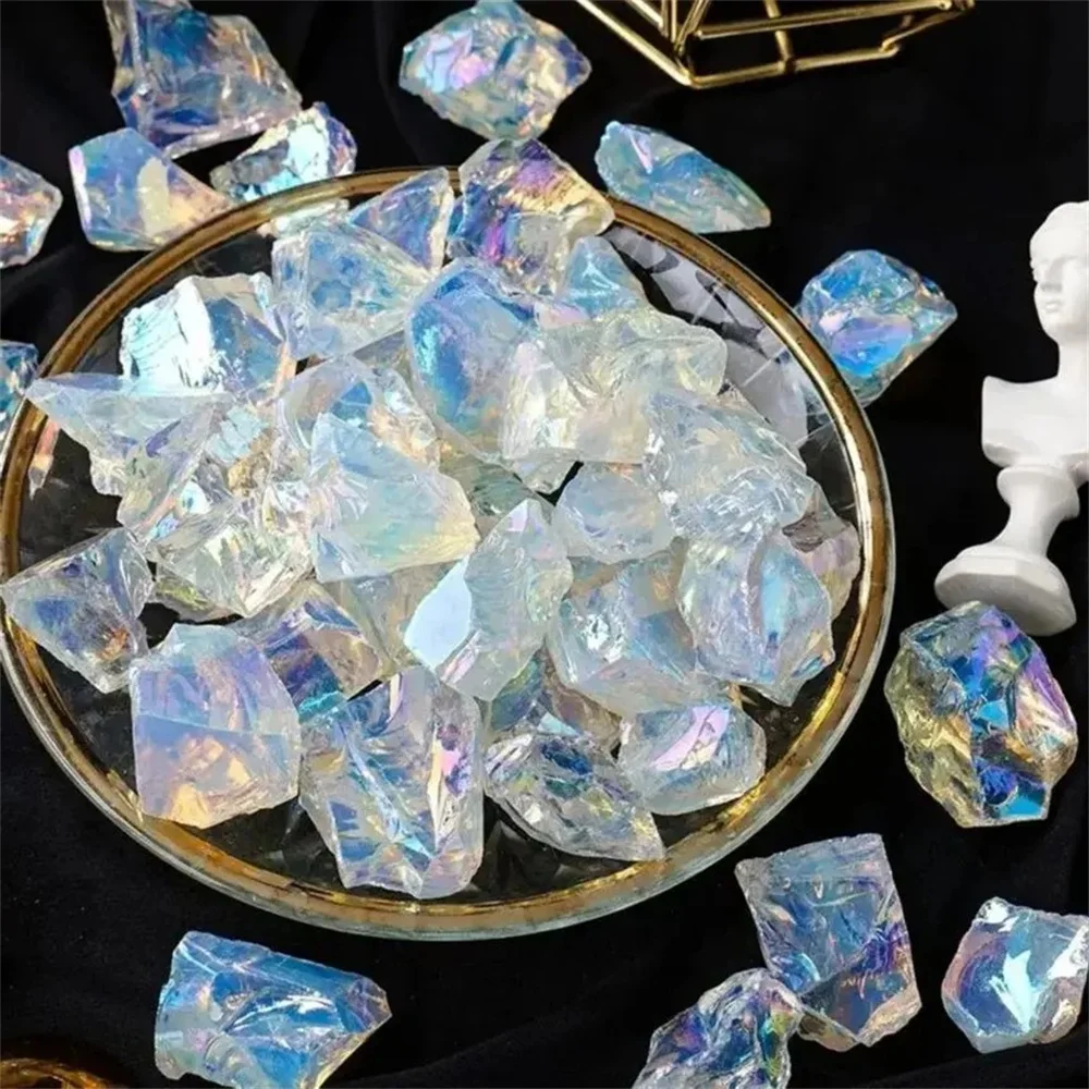 Electroplate Rainbow Opalite Crystal Raw Stone Healing Witchcraft Chakra Gemstone Opal Rough Stone Mineral Collection Decoration