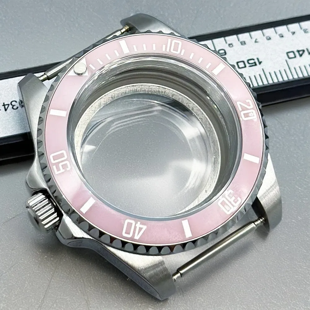 عودة شفافة الياقوت الزجاج الأسود PVD حالة 40 مللي متر ETA2836 NH35 36 Mingzhu DG2813 5833 ميوتا 8215 8205