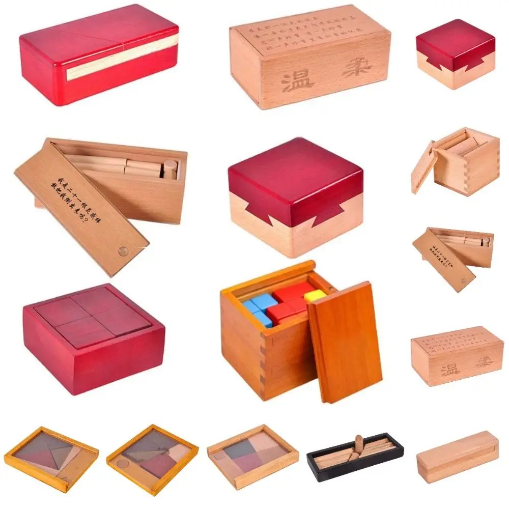 Unlock Wooden Brain Teaser Puzzle Opening Puzzle Box Luban Lock IQ Puzzle Mind Brain Teaser Wooden 3D 3D Wooden Puzzles