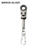 10mm Ratchet Wrench Mini Metal Racing Keychain Key Chain Ring Adjustable Wrench 180 Degree Rotatable Spanner Hand Tools