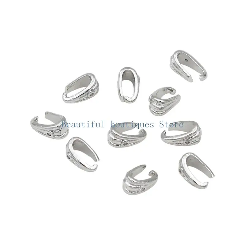 U4LF Mini Jewelry Connector Bails for Pendant Projects, Textured Stone Accent Design, 8 x 4.5 mm for DIY Repair Work
