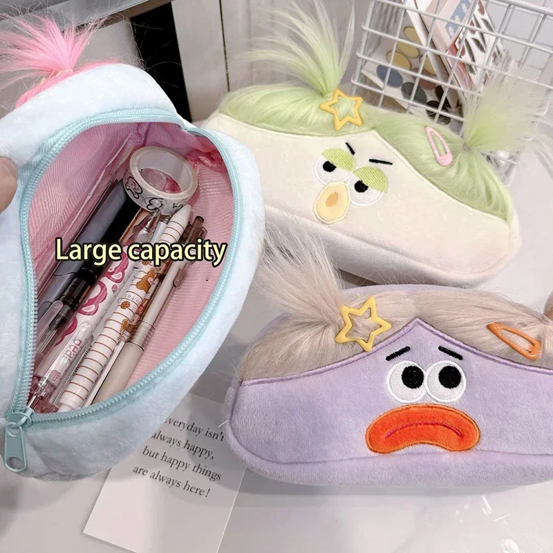 New Kawaii Big Capacity Layered Pencil Bag Cartoon Big mouth Pens Storage Case School Stationery