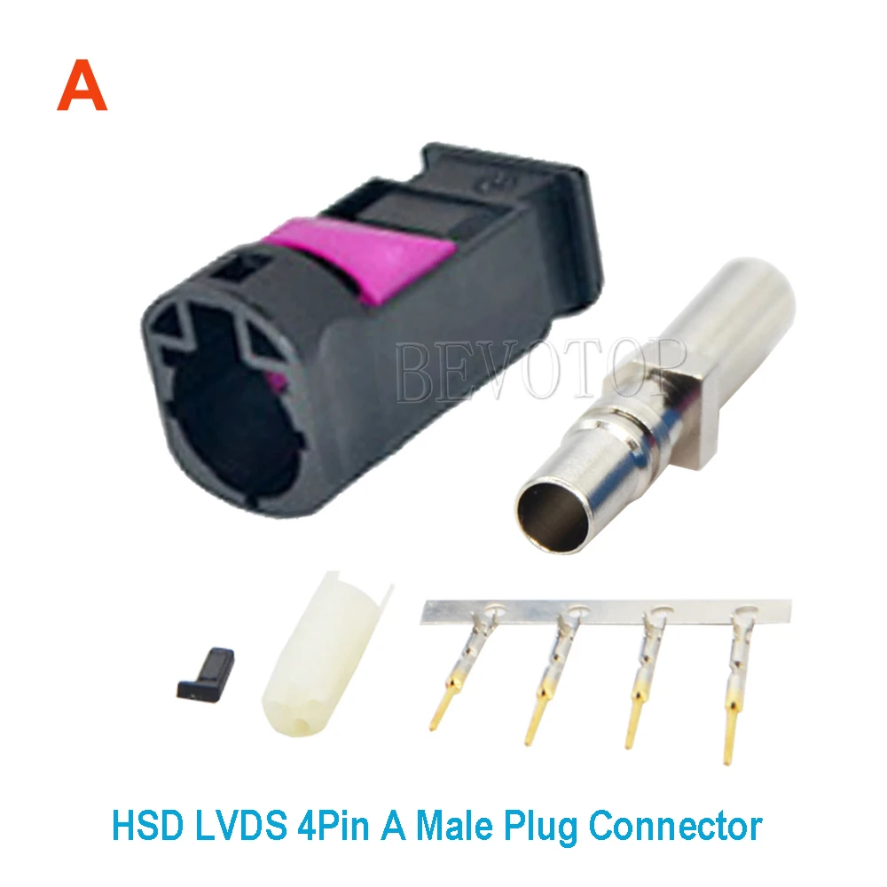 10Pcs/Lot HSD LVDS 4 Pin Connector Code A/B/C/D/E/F/G/H/K/L/Z Male Straight Crimp High-Quality for 535 4 Core HSD LVDS Cable