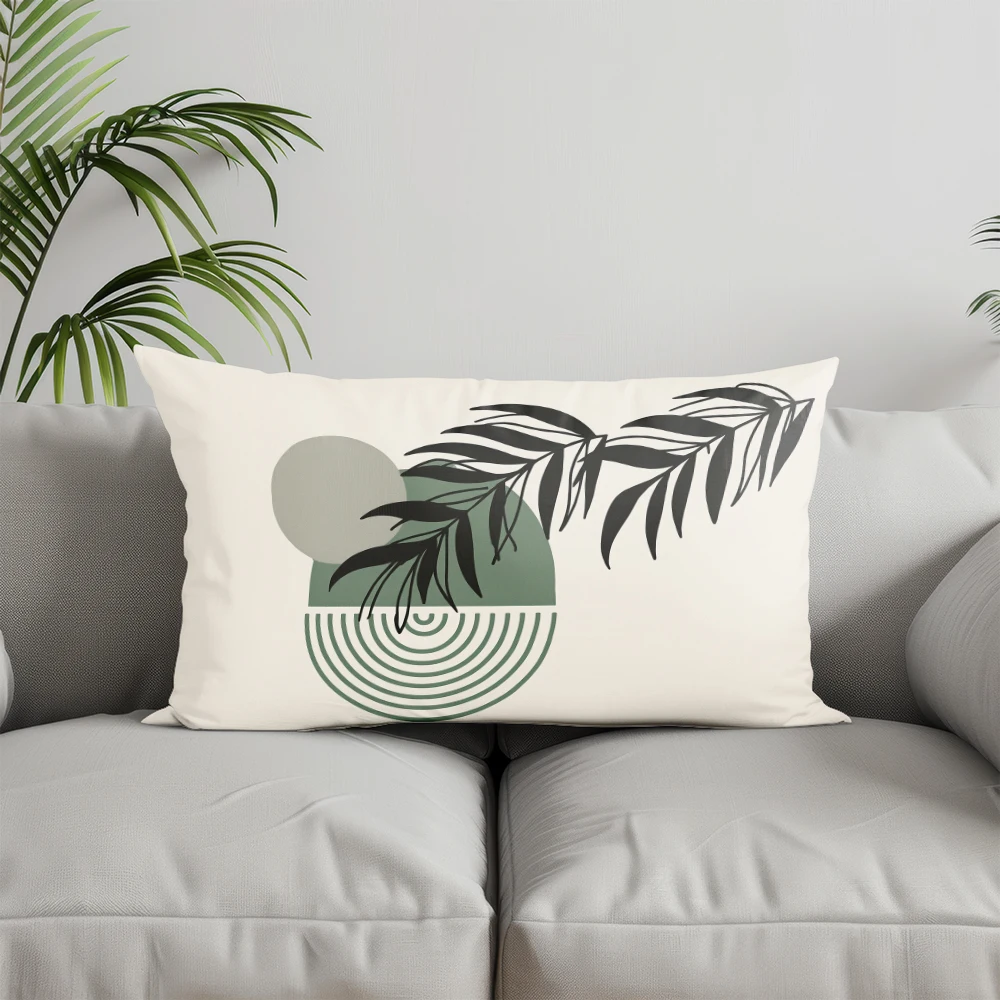 ديكور المنزل كيس وسادة منقوش هندسي وأوراق شجر مناسب لأريكة غرفة النوم غطاء وسادة السيارة وسادة خلفية مستطيلة #4