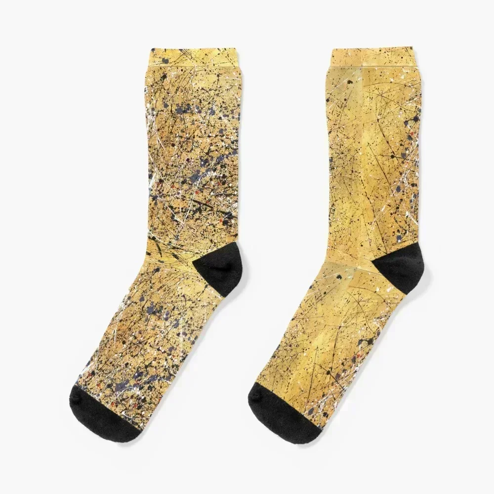 

Jackson Pollock Style Painting Action Painting Dripping Art Yellow Artwork Socks soccer anti-slip new year Socks Woman Men's