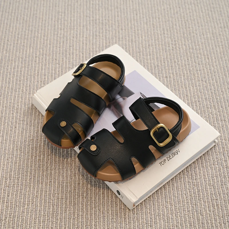 

Summer New Girls Platform Sandals Hollow-out Trend Kids Fashion Beach Sandals Solid Color Anti-kick Children's School Sandals