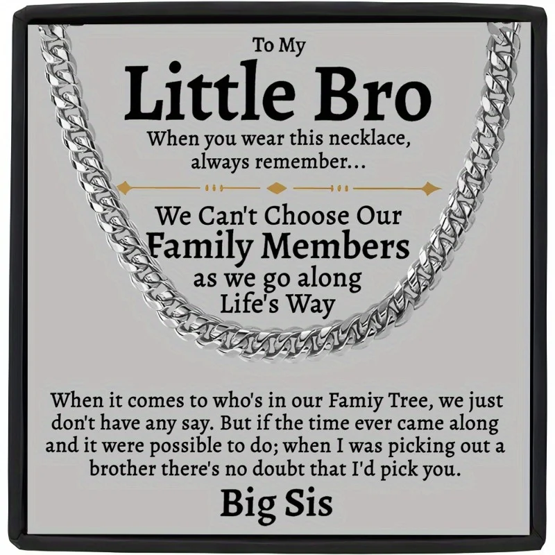Cuban Chain Link Necklace Gift Set for Brother - Birthday Christmas New Year & Graduation Present with Greeting Card