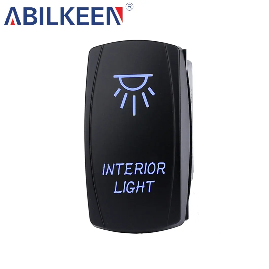 Industrial Grade Interior Light with Lasered Symbol  IP65 Waterproof Car Rocker Switch 12V 24V for Car Interior Light Control