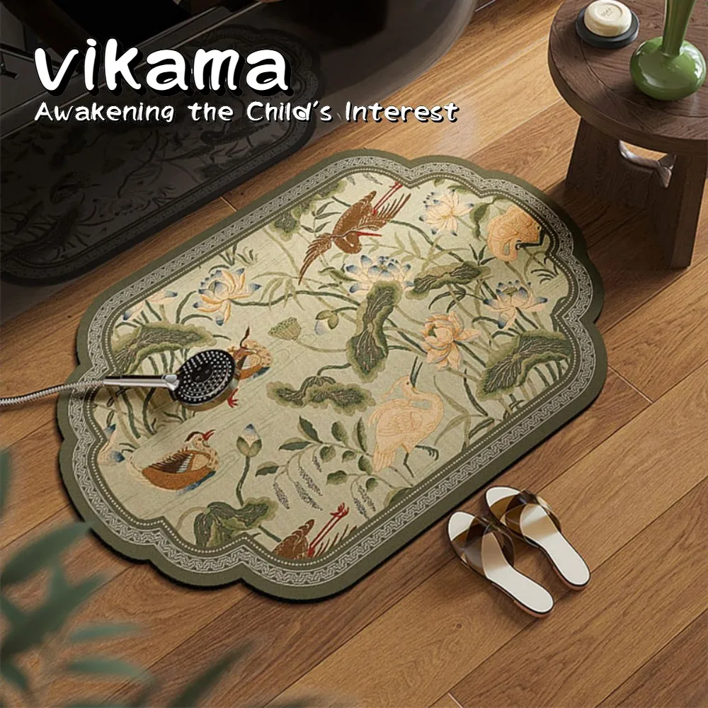 VIKAMA Absorbent Anti-Slip Bath Mat — Easy-Clean Foot Mat for Bathroom Entrances, Toilets, and Washrooms decoration