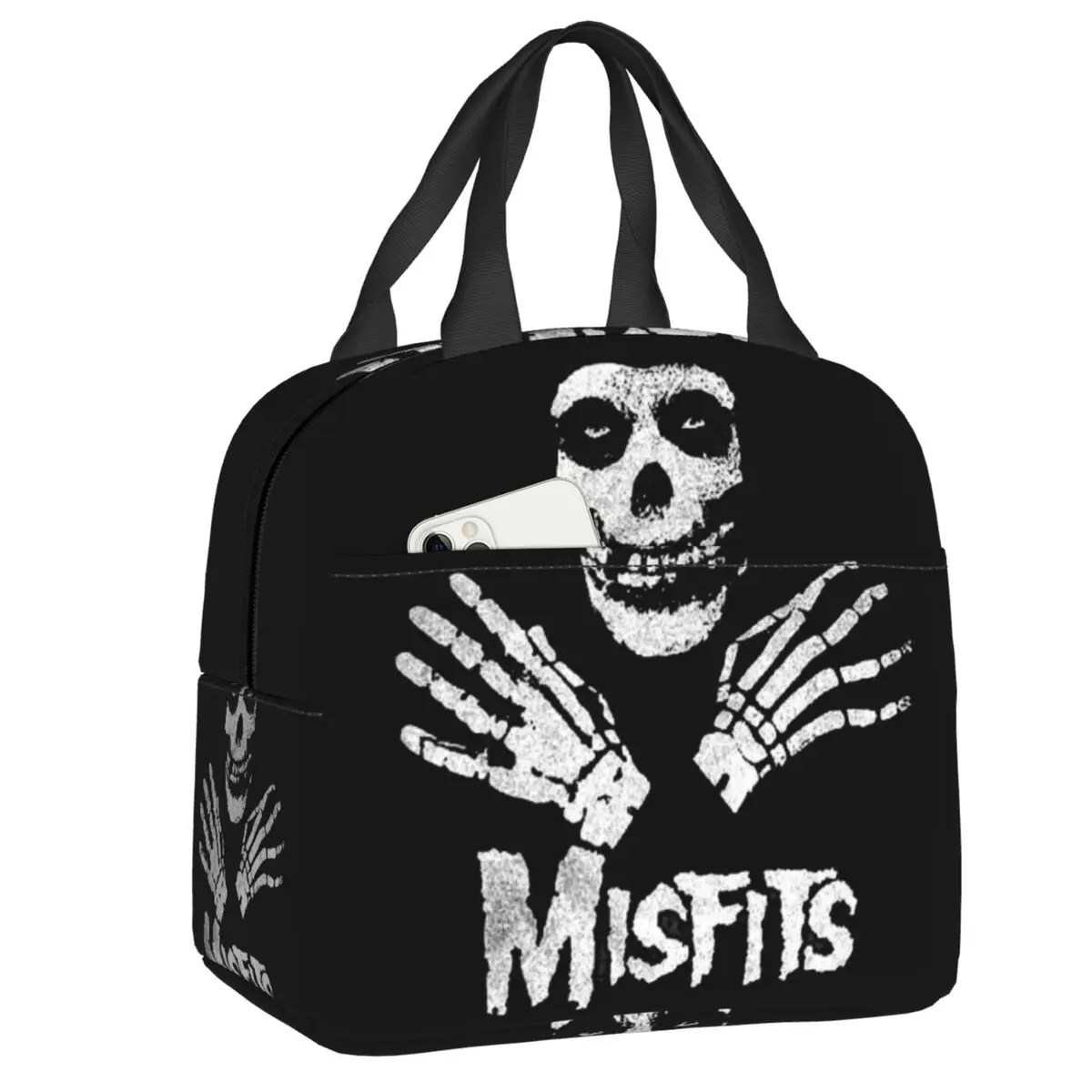 Custom Horror Punk Rock Band Misfits Insulated Lunch Bag for Women Waterproof Cooler Thermal Lunch Box Office Picnic Travel