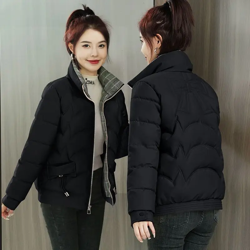 Autumn Winter New Stand Up Collar Cotton Parkas Thickened Women\'s Clothing Korean Version Loose Fit Slimming Warm Fashion Tops