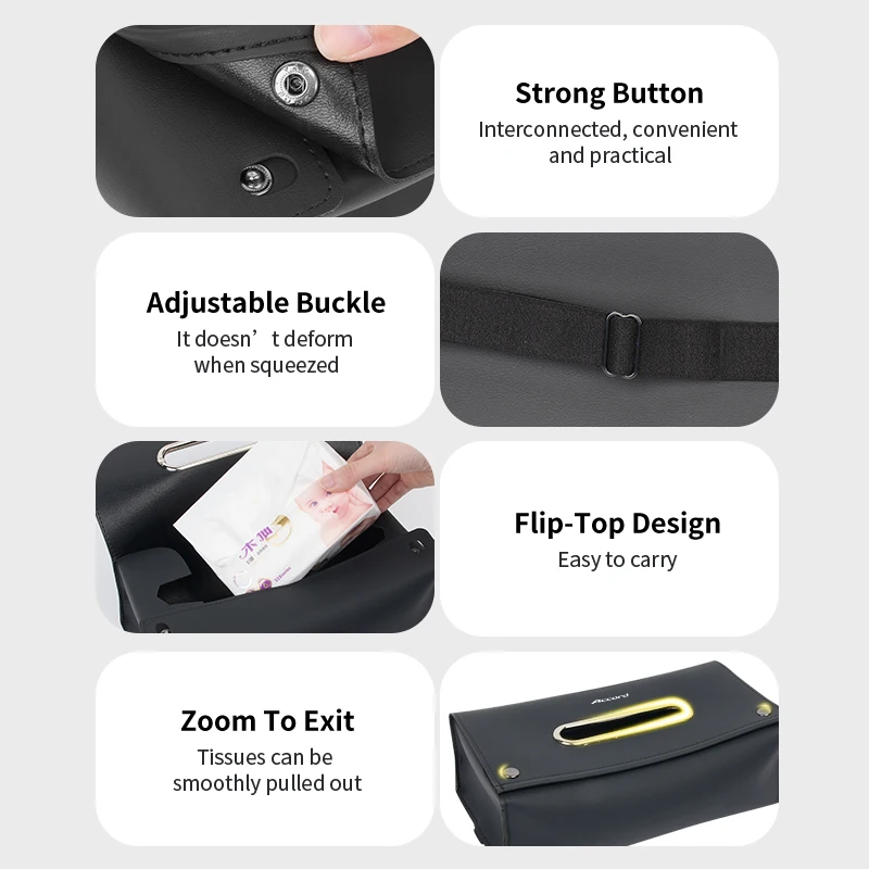 Car Seat Universal Square Tissue Storage Box PU Leather Paper Bag Accessories For Honda Type R Mugen Power Civic 4d 10th Gen view 6