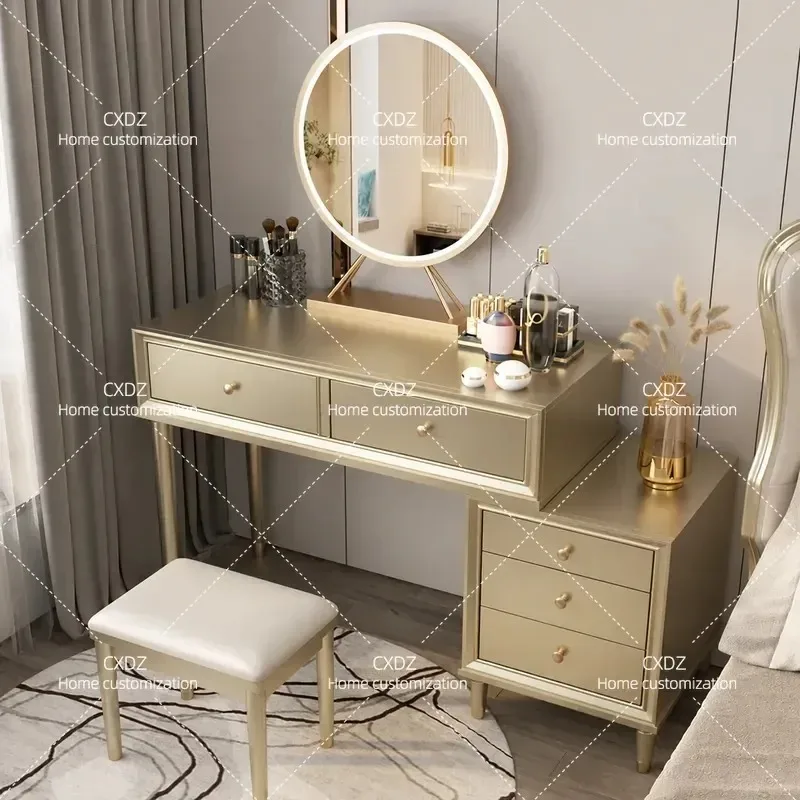 American light luxury dresser modern simple solid wood storage cabinet integrated small bedroom small apartment makeup table