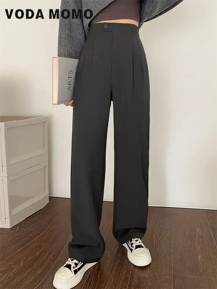 

High Waisted Wide Leg Pants Solid Simple Ladies Elegant Casual Loose Suitpants Pants Spring Summer Straight pants Commuting wind