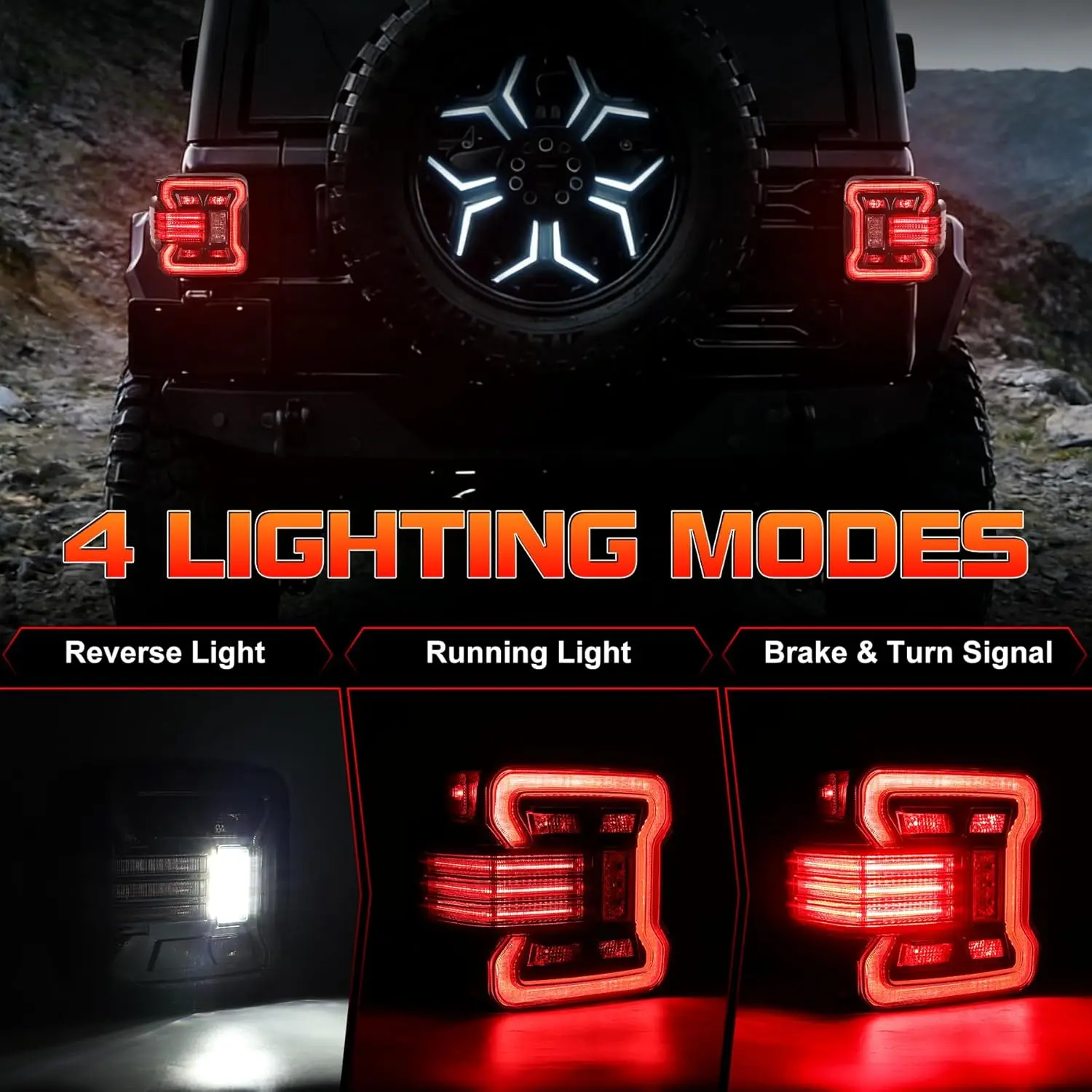 MOVOTOR JL LED Tail Lights Smoke Lens Tail Light Assembly with Brake Turn Signal Reverse Light for 2018+ Jeep Wrangler JL
