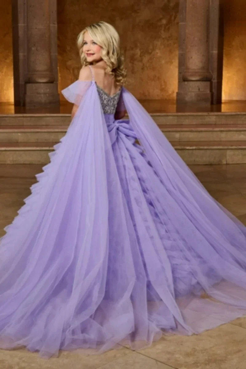 

Lavender Flower Girl Dress Kids Child Birthday Princess Dress Photoshoot Long Evening Dresses First Communion Gowns Customized