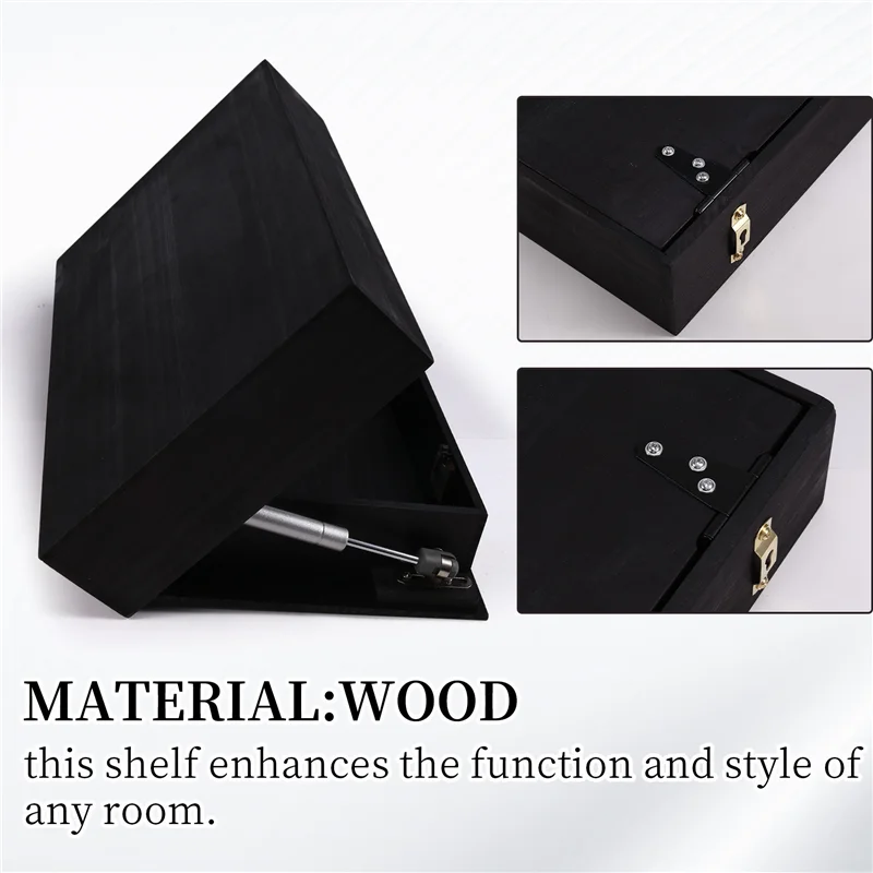 

【HOT】Secret Compartment Shelf In Black, Flip Wall Bookshelf For Modern Decorating Needs