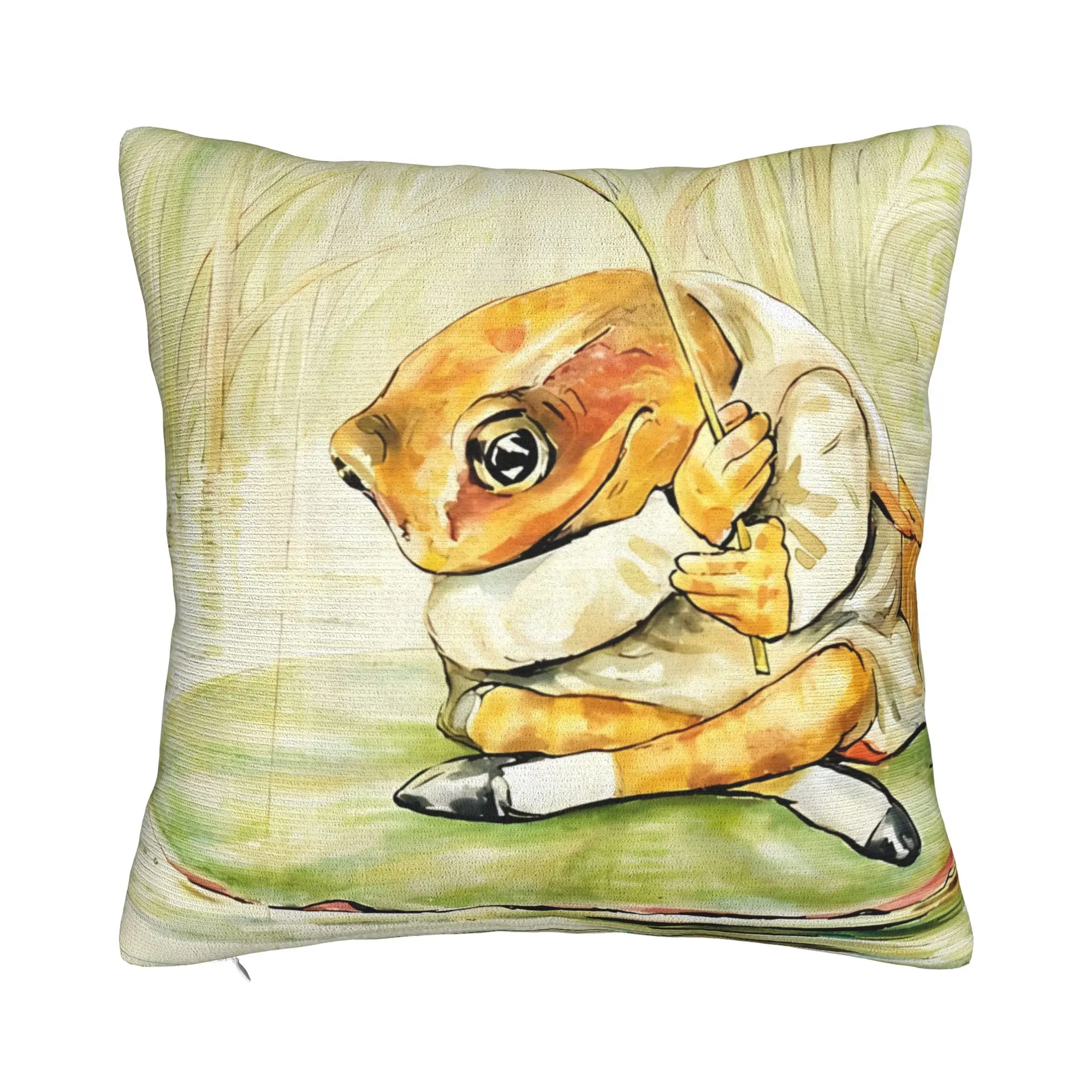 Jeremy Fisher Beatrix Potter Winter Holiday Farmhouse Home Deco Fisherman Pillow Cover Soft Durable