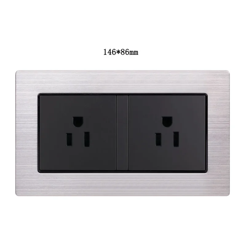 146 Type Stainless Steel Panel 15A Wall Electrical Sockets American Standard US Outlet Three-hole