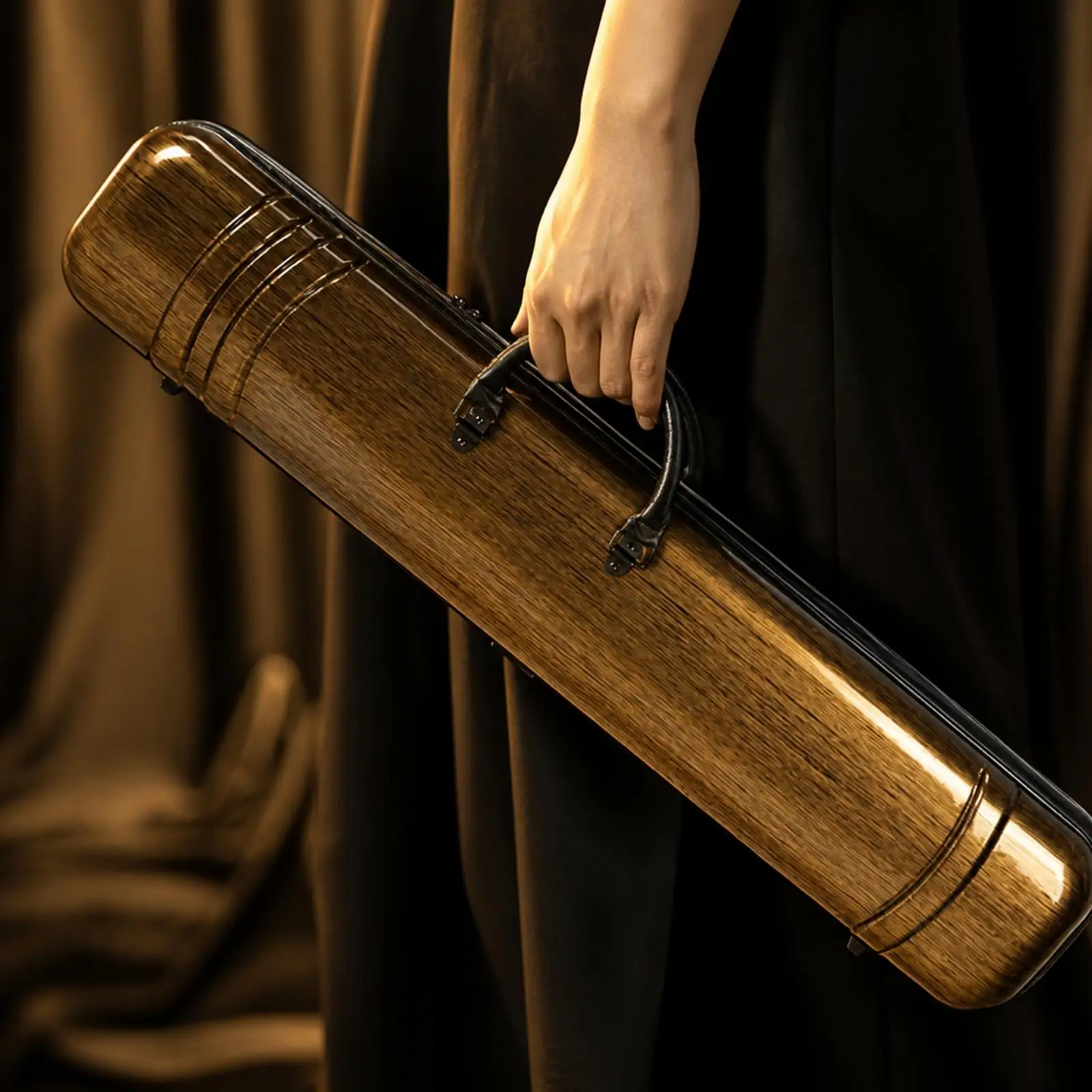 Erhu Carrying Case Hard Shell ABS Resin Protective Storage Box for Chinese Traditional String Instrument with Handle