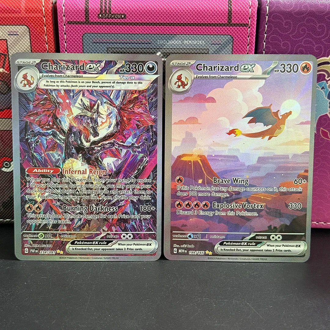 Carte Pokémon Mew EN-151 DIY 2023 # 199 Charizard Ex Illustration spéciale Carte de collection PTCG rare Carte proxy à texture unique