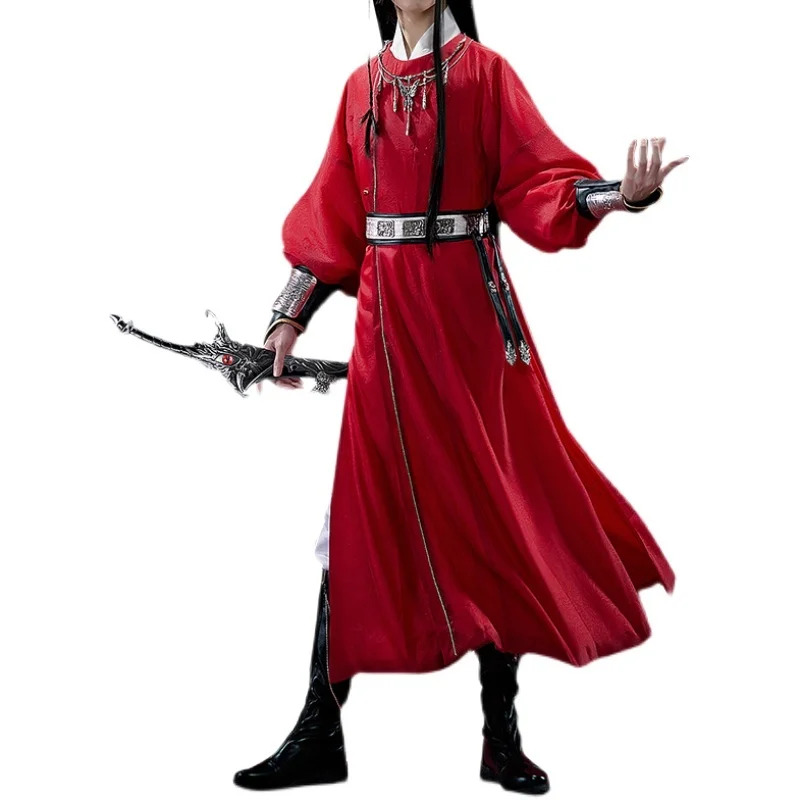 Tian Guan Ci Fu Cosplay Xie Lian Hua Cheng Hemel Officiële Cosplay Kostuum Han Fu Cosplay Kimono Rekwisieten Rode Outfits schoenen Pruik