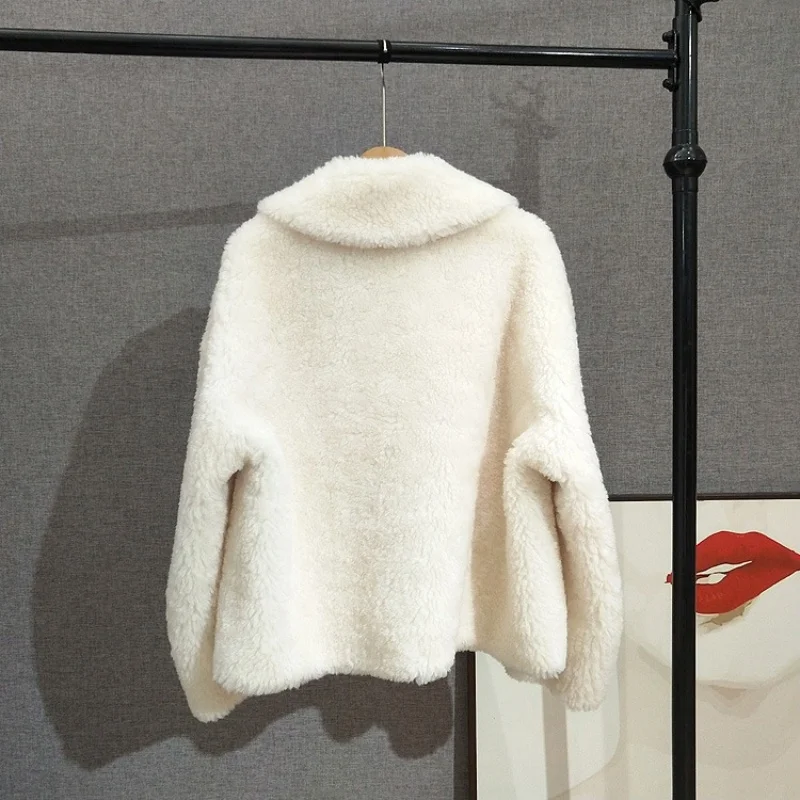 Veste d'hiver courte en laine d'agneau pour femme, manteau court en peau de mouton, vêtements d'extérieur élégants et élégants, JT541