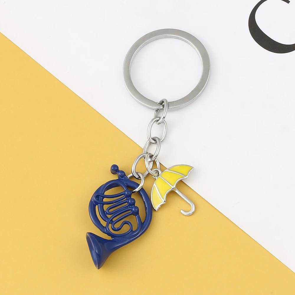1pc HIMYM How I Met Your Mother Key Chain Yellow Umbrella mother Blue French Horn Keychain Key Ring Women Men Car Accessories