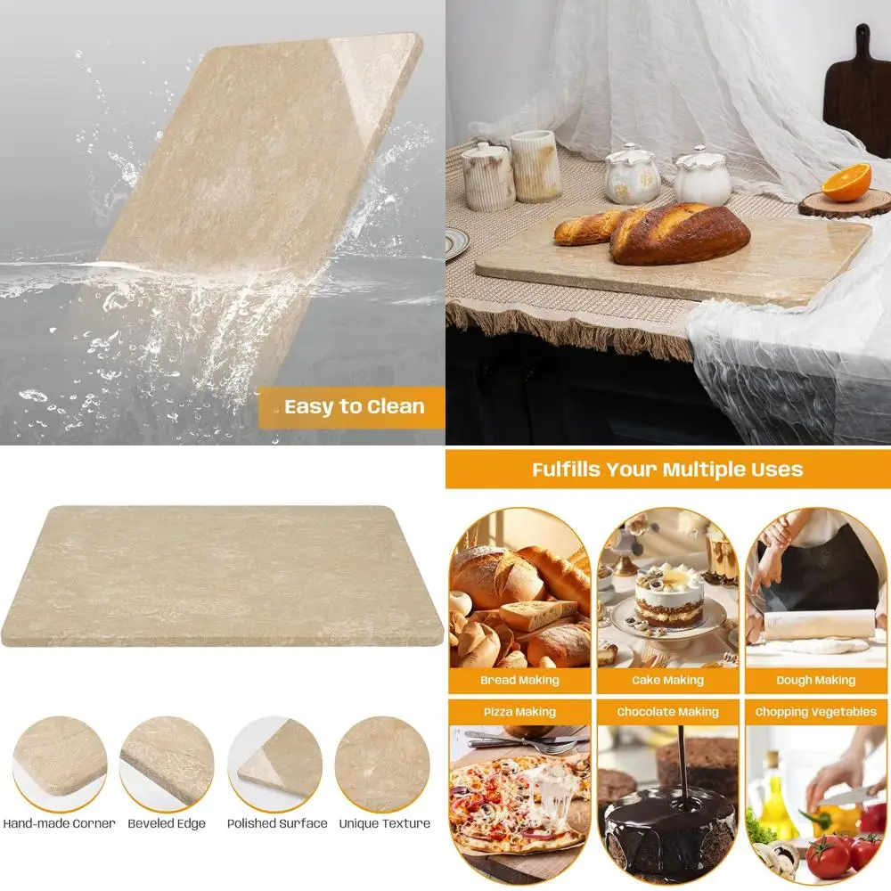 

Large Marble Slab Pastry Board for Kitchen, 16x20 Inch, Non-Slip, Perfect for Baking, Cheese, Charcuterie, Chocolate