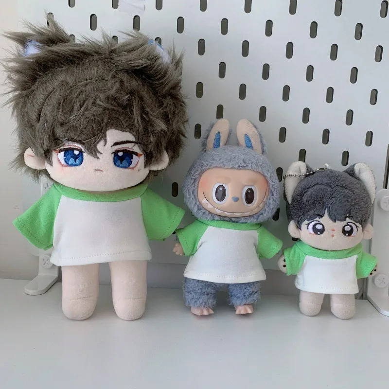 

10cm 15cm 20cm 40cm cotton doll color-blocked and splash-printed T-shirt labubu clothes doll accessories